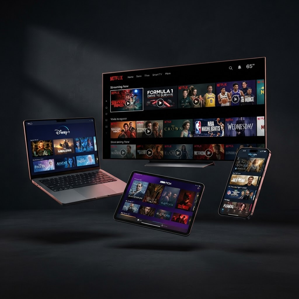 Streamline playing on a smart TV, laptop, tablet and smartphone at the same time